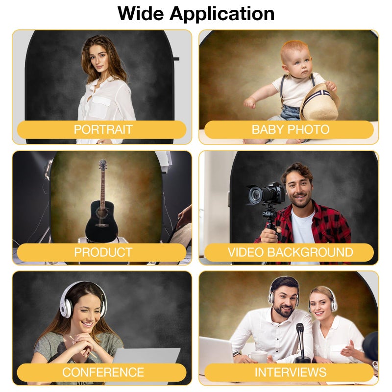 Kate Collapsible Backdrop Microfiber Black and Brown Double Sided Pop up Collapsible Background, for Photography, for Photographers, 5x6.5ft - Image 5